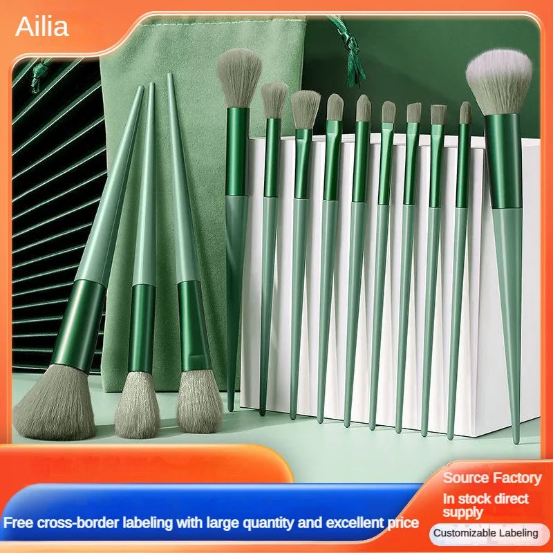 13purpleflower holly leaf makeup brush suit