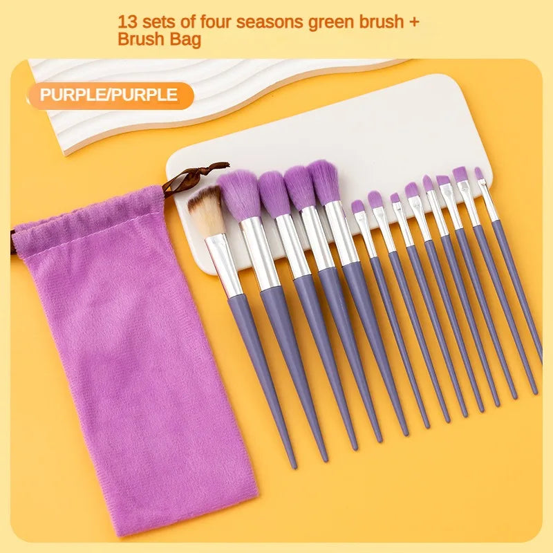 13purpleflower holly leaf makeup brush suit