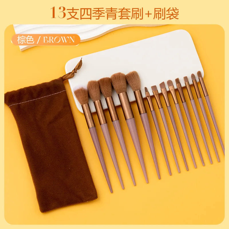 13purpleflower holly leaf makeup brush suit